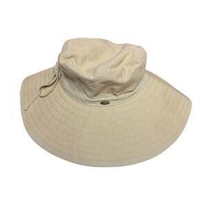 SCALA Collezione Womens Wide Brim Sun Hat Beige Cotton One Size UPF Protection